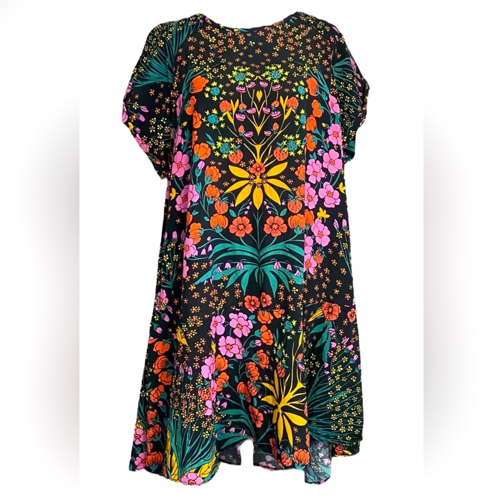 Free People Dress Womens Size XS Strawberry Fields Black Floral Mini - Picture 5 of 11